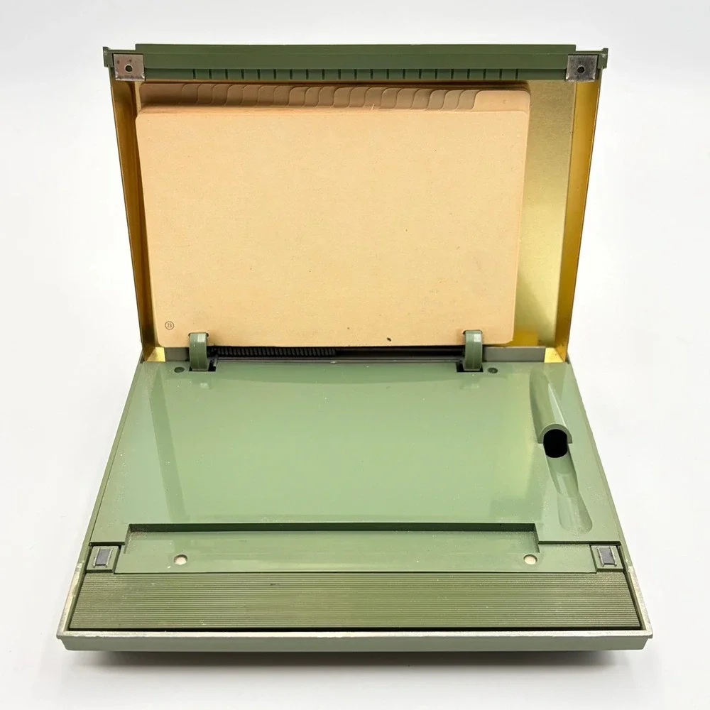 Vintage Park Sherman Telephone Index Pop Up Address Book Gold Avocado Green MCM‎